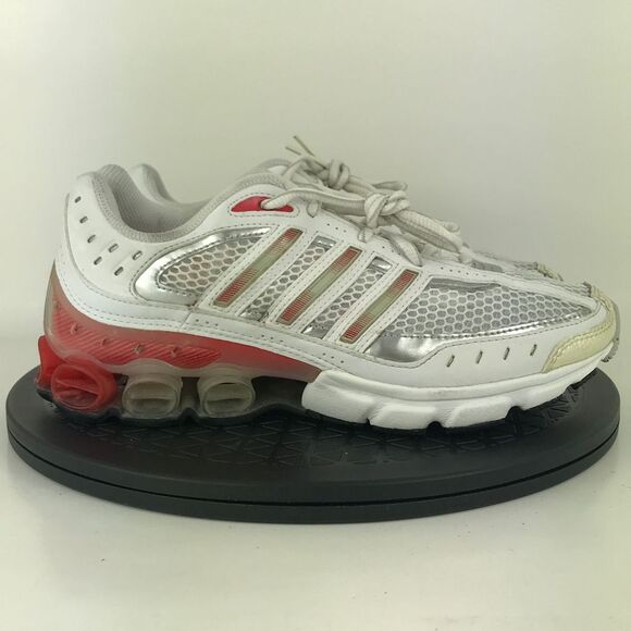 Adidas Bounce White/Red Athletic Running Shoes 381060 Women's Size 7 (6Y) - Picture 4 of 12